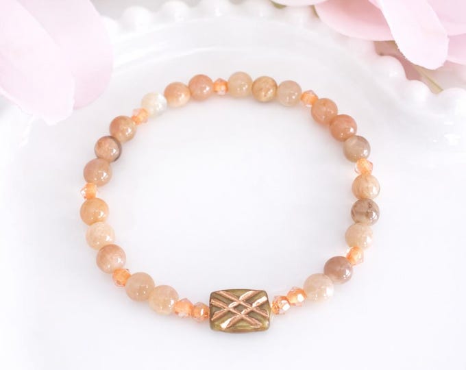 Boucle oreille collection Coucher de soleil à Santorini pierre de lune