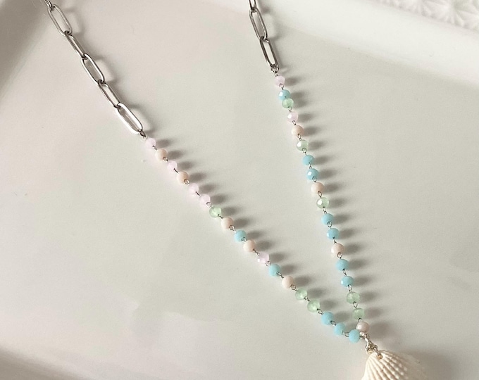 Collier coquillage perles  esprit bord de mer