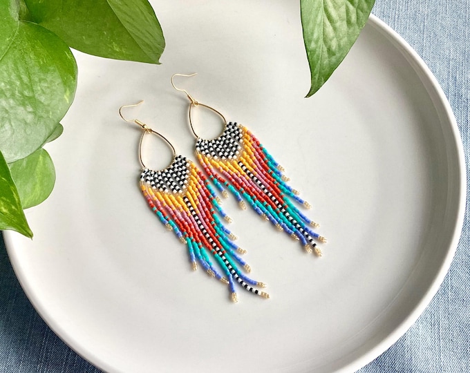 Colorful fringe earrings