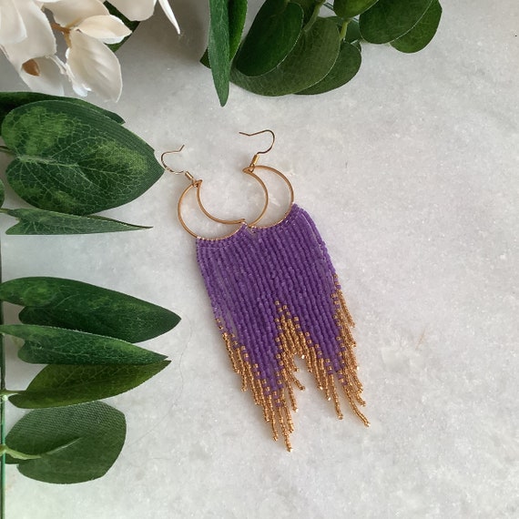 Ring earrings with pearl fringes