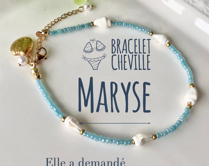 Maryse ocean blue and shell ankle bracelet