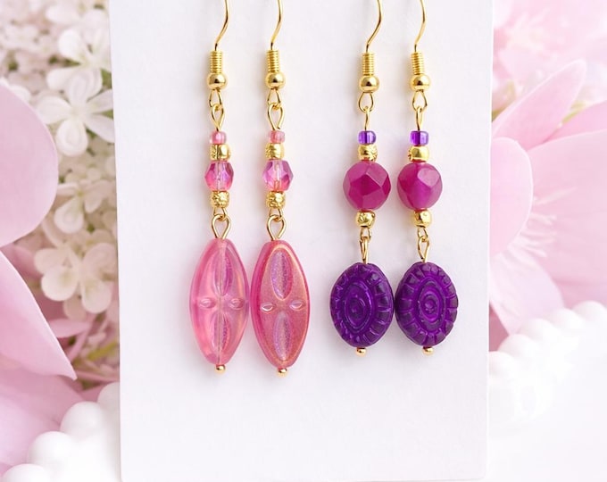 Boucle oreille ciel sauvage Collier fleur multicolore – Bijou ete perles colorees – Collier floral fait main – Cadeau femme – Bijou ete