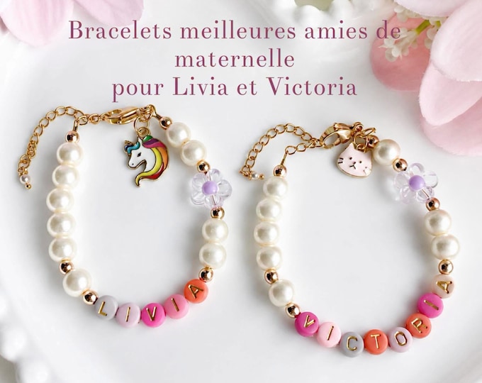Bracelet personnalise prenom – Bijou maman famille pastel – Cadeau fete des meres – Bracelet enfant- bracelet prénom