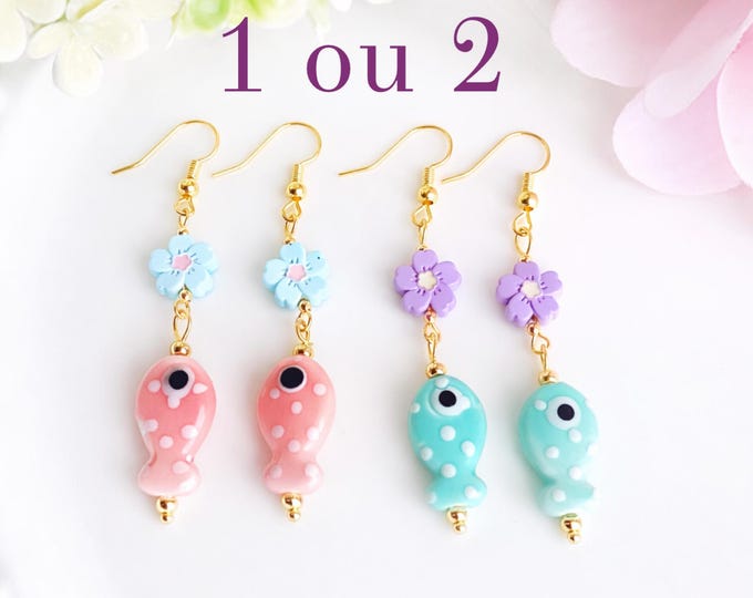 Boucles d oreilles poissons fleur