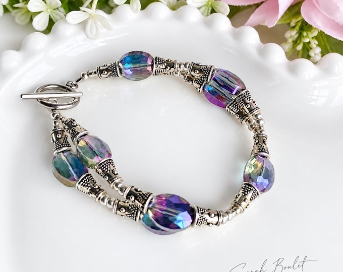 Bracelet reflet bleu et violet irisé