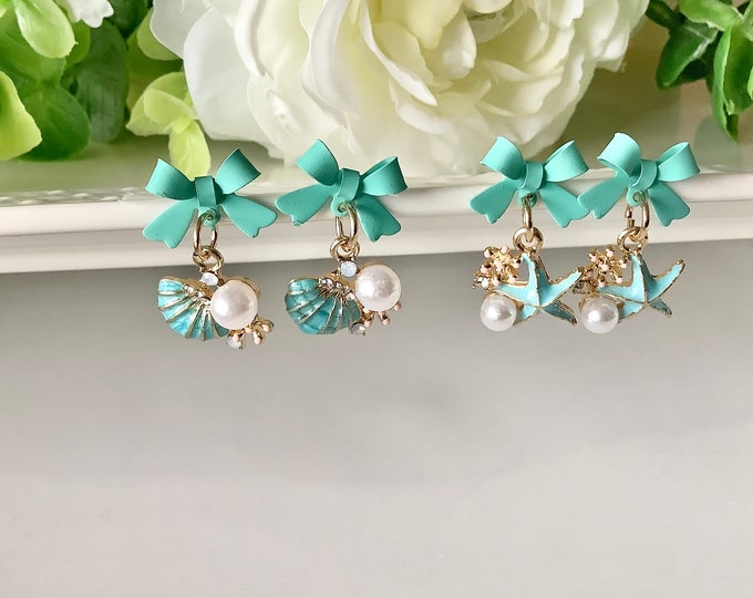 Turquoise, starfish or shell earrings