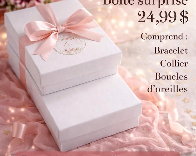 Boîte surprise, collier, bracelet et boucles d’oreilles