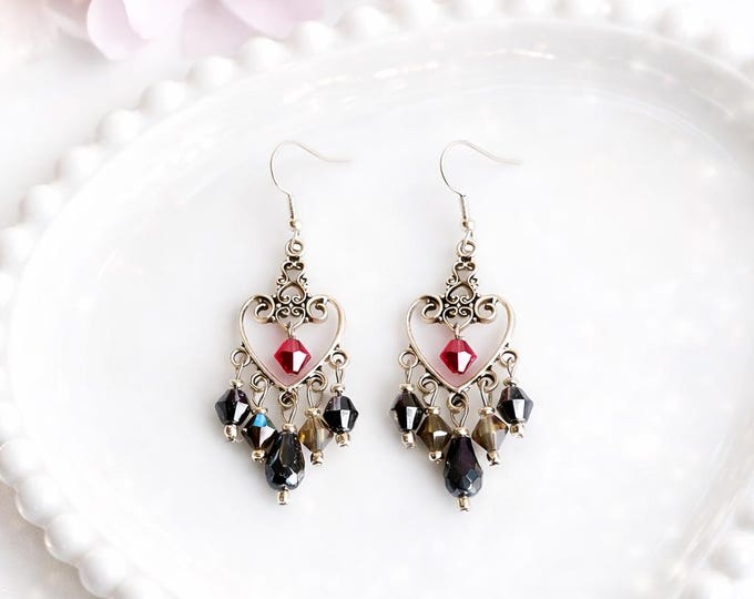 Boucle oreille collection coeur de grenat convoité Boucles d’oreilles bohèmes scintillantes