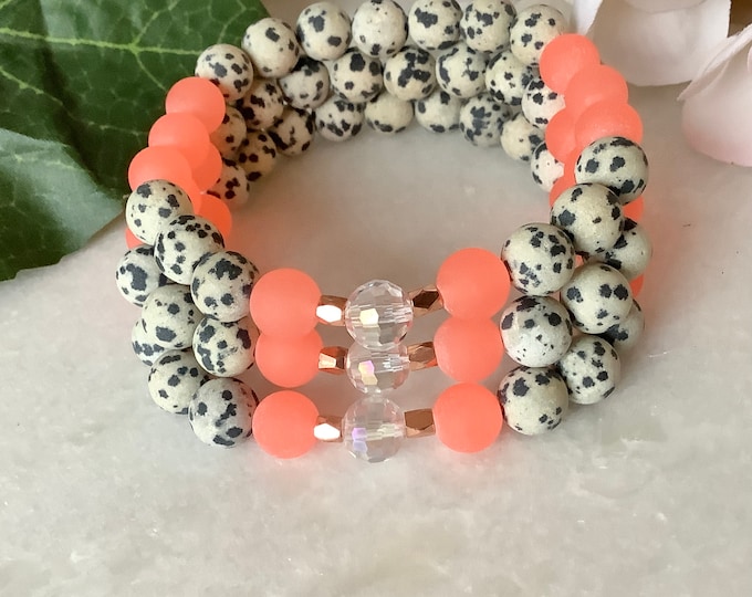 Jaspe kiwi Mala Calcite, yellow, citrine, aventurine, Howlite, japse fancy japse green chakra