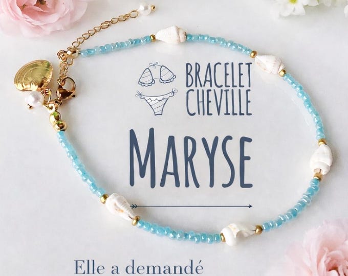 Maryse ankle bracelet in ocean blue with seashells