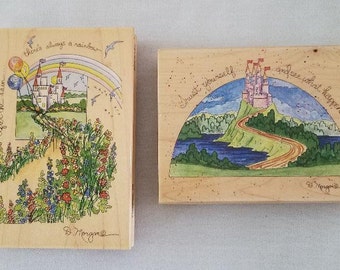 Large Rubber Stamps Rainbows and Balloons