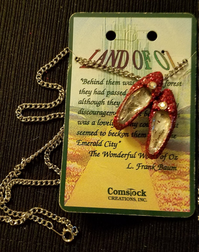 Pewter Ruby Slipper Necklace Etsy