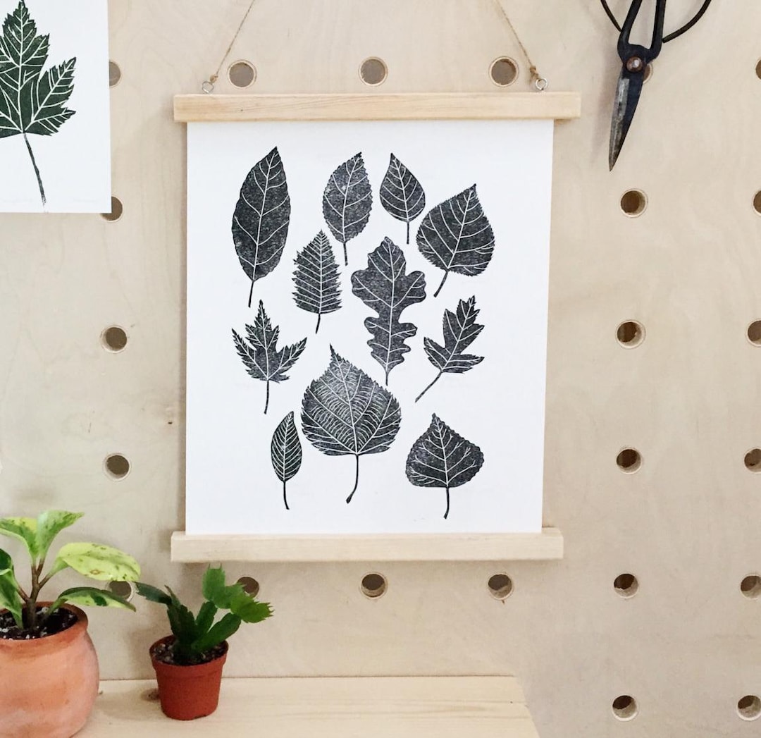 Leaf Pattern Linoleum Leaf Print, Gift for Men, Linoleum Block Print, Nature Prints, Nature ...