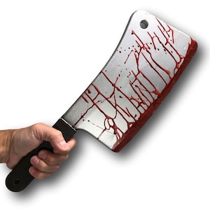 Bloody meat cleaver fake PU Foam Movie Prop realistic handheld butcher&#39;s knife horror Accessory