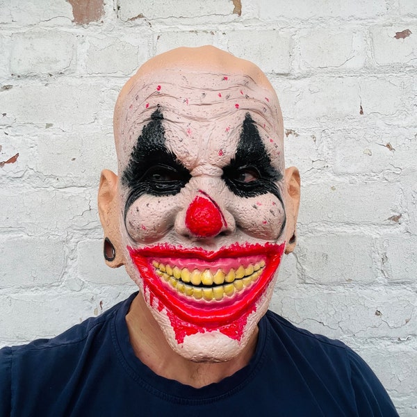 Scary Clown Mask Halloween Latex Bald Head Evil Joker Horror Costume Accessory