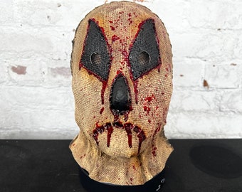 Bloedige vogelverschrikker masker jute stijl latex halloween zakmasker