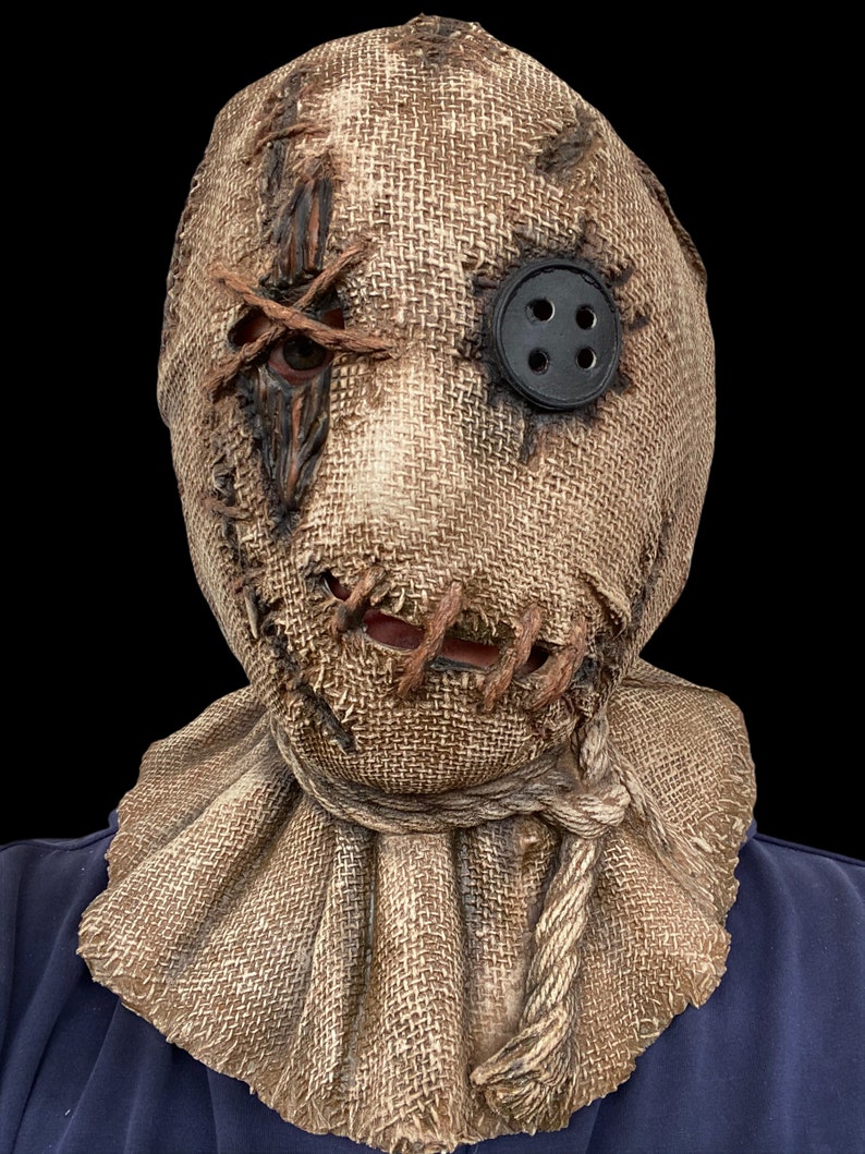 Scarecrow Mask Latex Burlap Sack Halloween Full Head Collector Etsy
