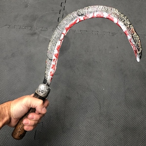 Realistic Handheld Bloody Sickle Scythe Corn Knife Horror Movie Prop Halloween Accessory