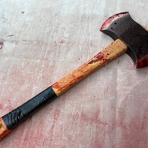 Bloody Double Axe Movie Prop, Handheld Custom Horror Hatchet