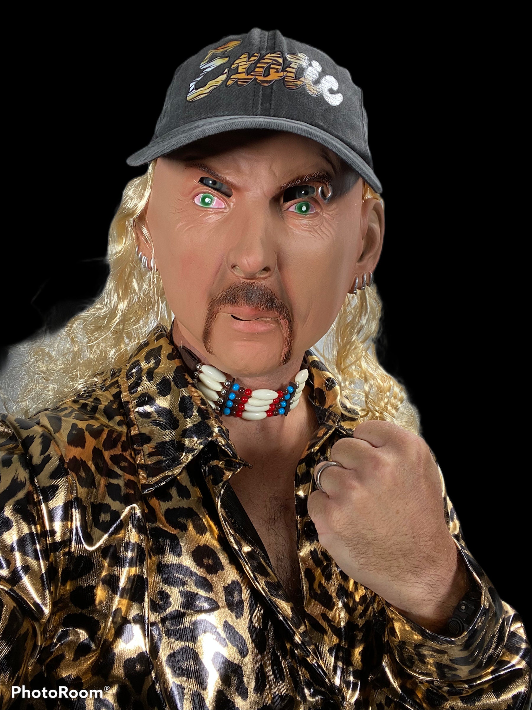 Clip Earrings and Mustache Joe Exotic Costume Cosplay Blonde Wig with Hat Halloween Christmas Costume for Cosplay Party OFMWBN Tiger King Costume Set A Fits Kids and Adults 