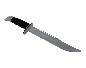 Cuchillo asesino de madera de mano negro y plateado, accesorio de película PU (sangre normal o permanente)