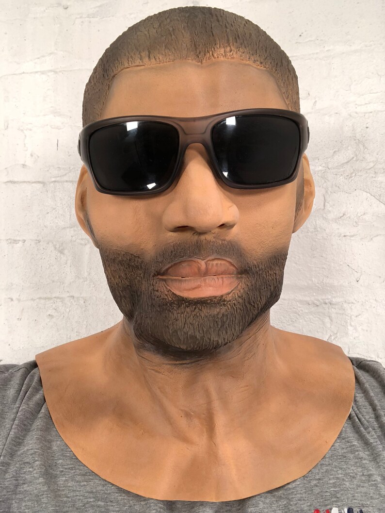 Realistic Black Male Man Model Mask with Beard Latex Full Head Etsy