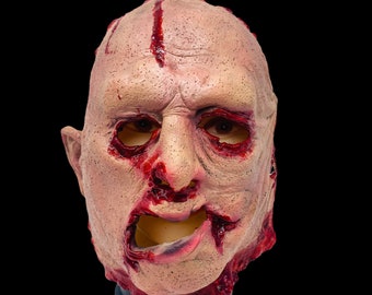 Bloody Leather Style Skinned Face Chainsaw Killer Mask