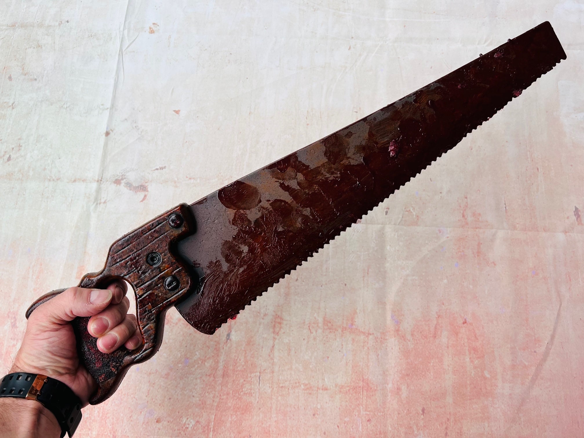 Horror Tools Customized Bloody Hand Saw Vintage Horror Movie Prop PU Hacksaw ...