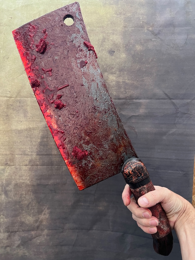 Horror Tools Bloody Meat Cleaver Movie Prop Customized Vintage Butchers Chopper ...