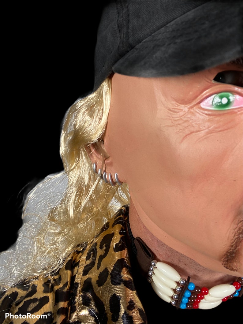 Joe Exotic Tiger Man Latex Mask Blonde Mullet Moustache Etsy UK