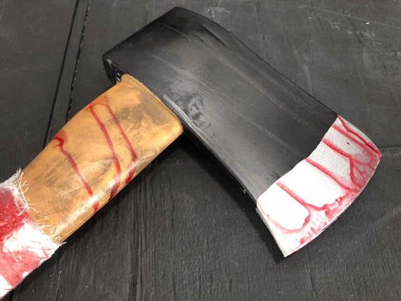 REALISTIC PU HATCHET HANDHELD SMALL AXE MOVIE PROP HALLOWEEN ACCESSORY BLOOD