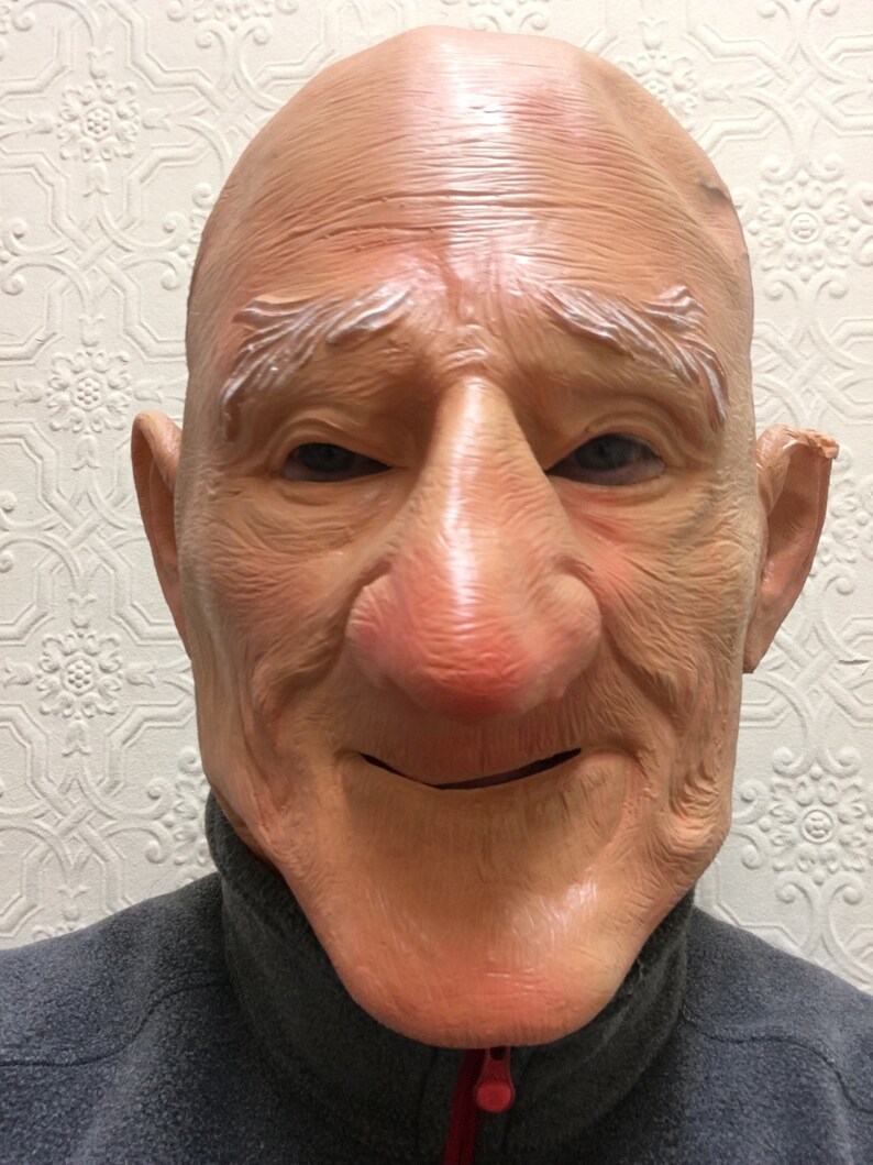 Old Bald Man Mask Latex Big Red Nose Grumpy Grandad Pensioner Etsy Norway