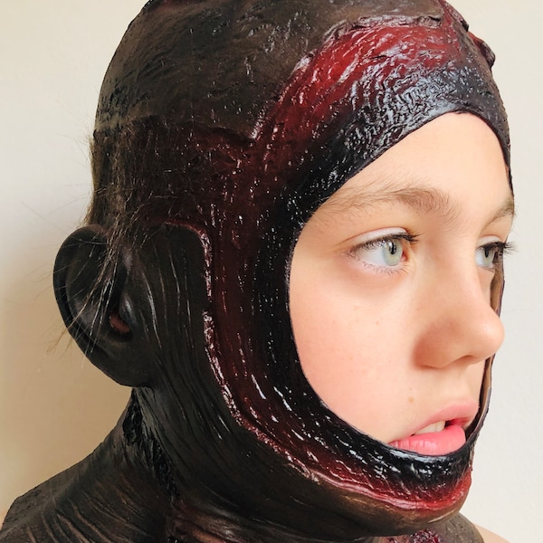 Teen Rotting Jason Bloody Hood Mask Latex Halloween Child Open Face Costume