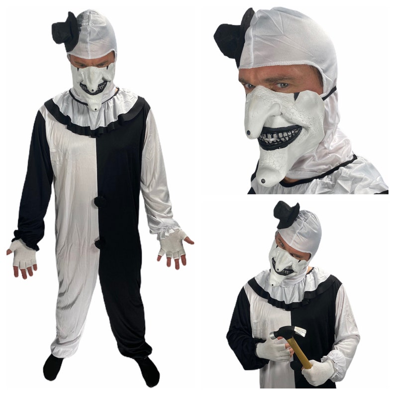 Men's Terrifying Clown Costume Black & White With Half - Etsy