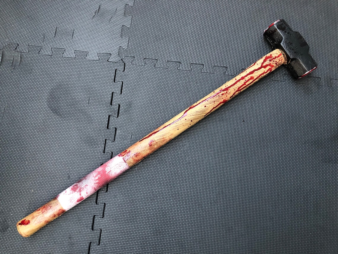 Long Bloody Sledgehammer Horror Movie Prop PU Tolls Weapon Etsy