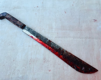 Highly Customized Jason Machete Movie Prop Bloody Horror Tool