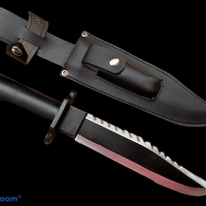 Realistic PU Foam Survival Knife Movie Prop with Faux Leather Sheath