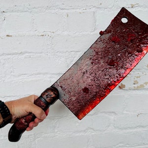 Bloody Meat Cleaver Movie Prop Customized Vintage Butchers Chopper Handheld Horror Tool