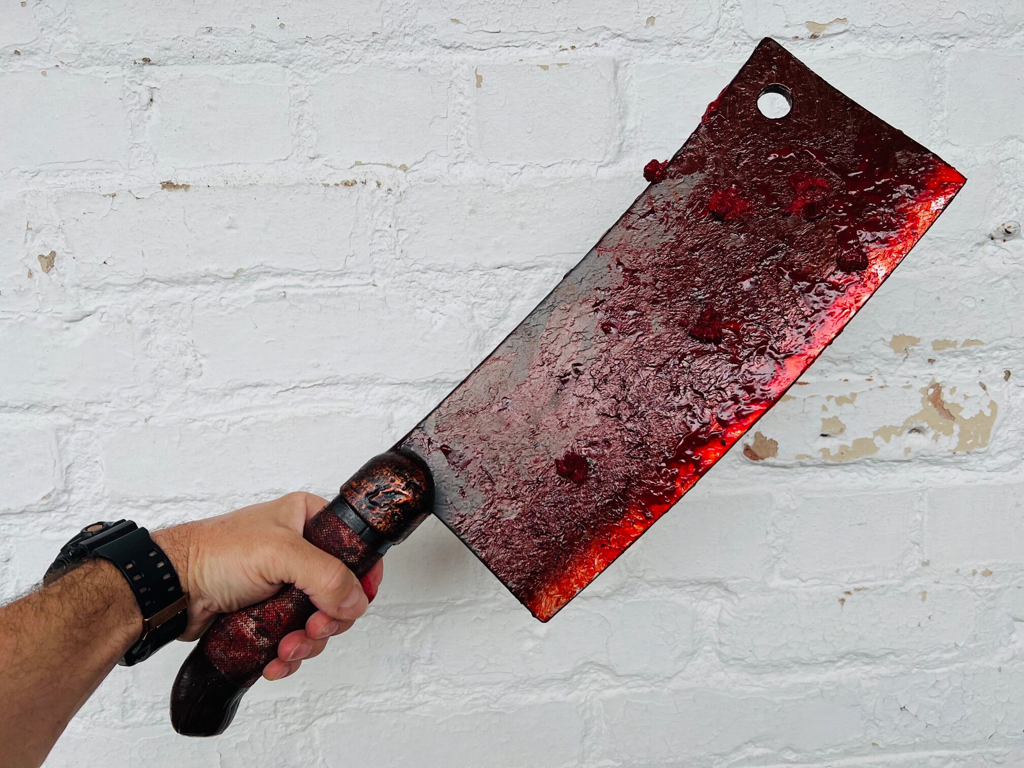Bloody Cleaver Costume Knife - Fake Weapon Meat Cleaver Prop with Bloo
