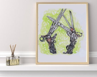 EDWARD SCISSORHANDS Fine Art Quality Print (Multiple Sizes) / Horror Art / Time Burton / Horror Decor / Johnny Depp / Time Burton Decor