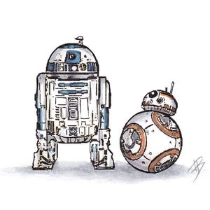 Star Wars Print (Multiple Sizes), BB8 Art, R2D2 Poster, Star Wars Poster, BB8 Poster, R2D2 Print, Watercolor Art, BB8 Print, Nursery Decor