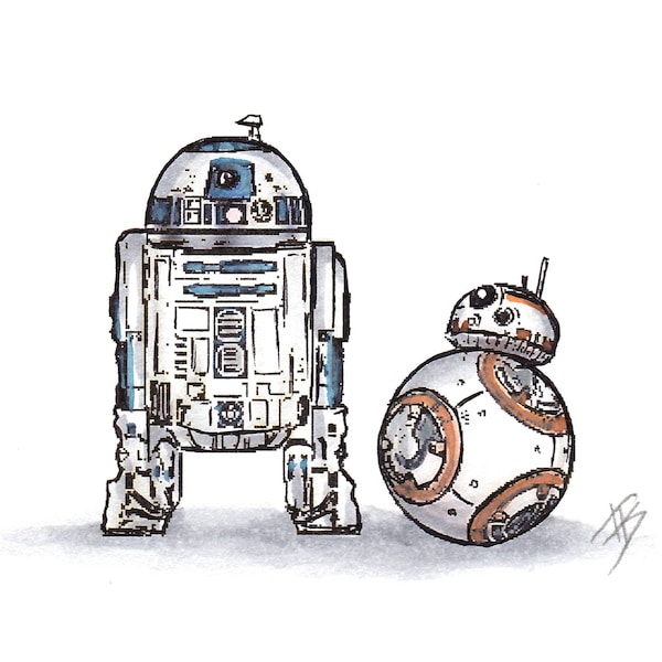 Star Wars Print (Multiple Sizes), BB8 Art, R2D2 Poster, Star Wars Poster, BB8 Poster, R2D2 Print, Watercolor Art, BB8 Print, Nursery Decor