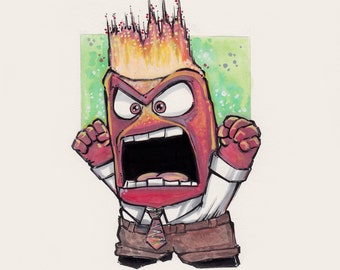 ANGER EMOTION Fine Art Quality Print (Multiple Sizes)  / Inside Out / Angry Inside Out / Disney Pixar / Disney Decor