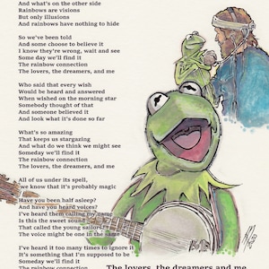 Classic RAINBOW CONNECTION / Precious Kermit the Frog and the Legend Jim Henson Fine Art Quality Print