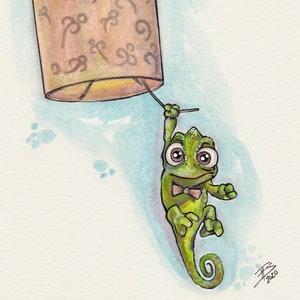 Tangled Pascal Fine Art Quality Print (Multiple Sizes) /  So Adorable for Kids Room or Nursery