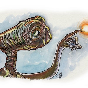 Beautiful ET The Extra Terrestrial Fine Art Quality Print (Multiple Sizes)