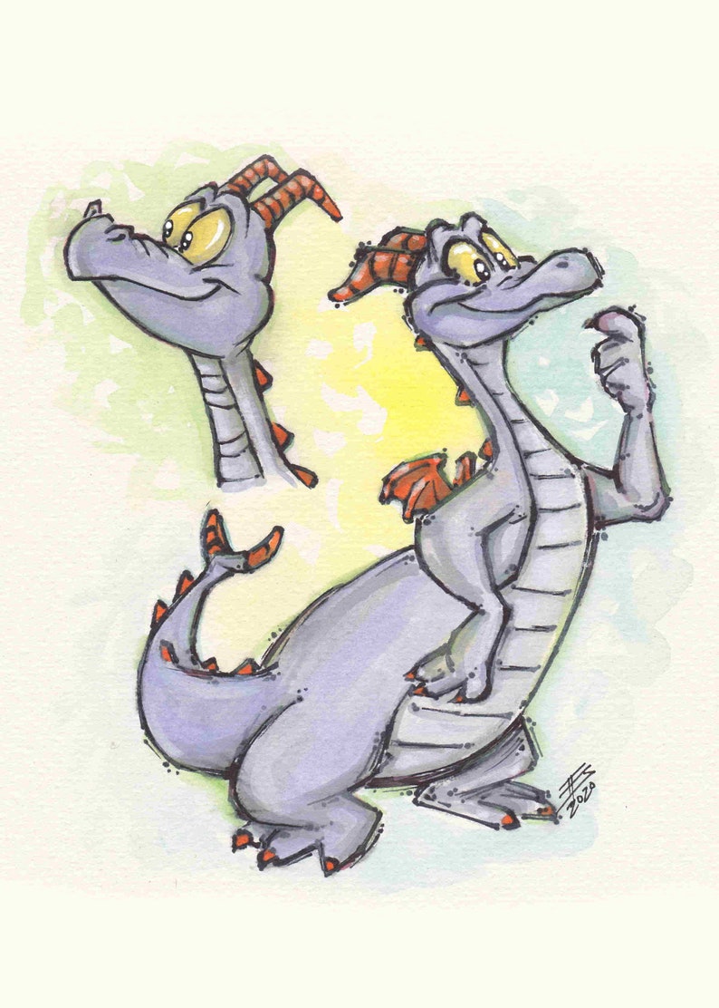 FIGMENT Fine Art Quality Prints / Collection of 2 / Disney Figment / Imagination / EPCOT Center / Disney Decor / Dreamfinder / Figment Art image 1