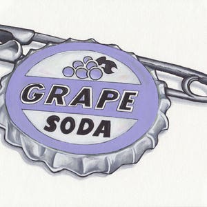 GRAPE SODA PIN Fine Art Quality Print (Multiple Sizes)  /  Inspired by the Amazing Disney Pixar Animated Up