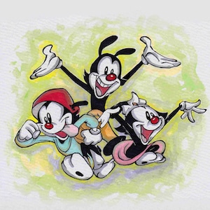 ANIMANIACS Fine Art Quality Print (Multiple Sizes) / Warner Bros / Yakko / Wakko / Dot / WB Animation / Watercolor Print