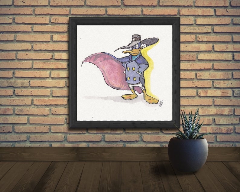 Multiple Sizes Iconic DARKWING DUCK Fine Art Quality Print Classic Disney Ducktales Afternoon Cartoon